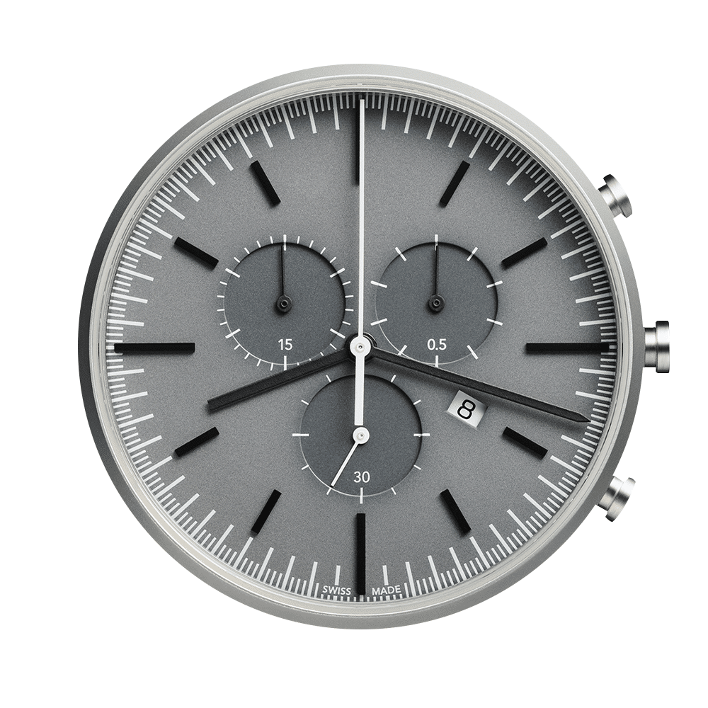 Face21.png M42 PreciDrive chronograph watch in brushed steel - Image 1